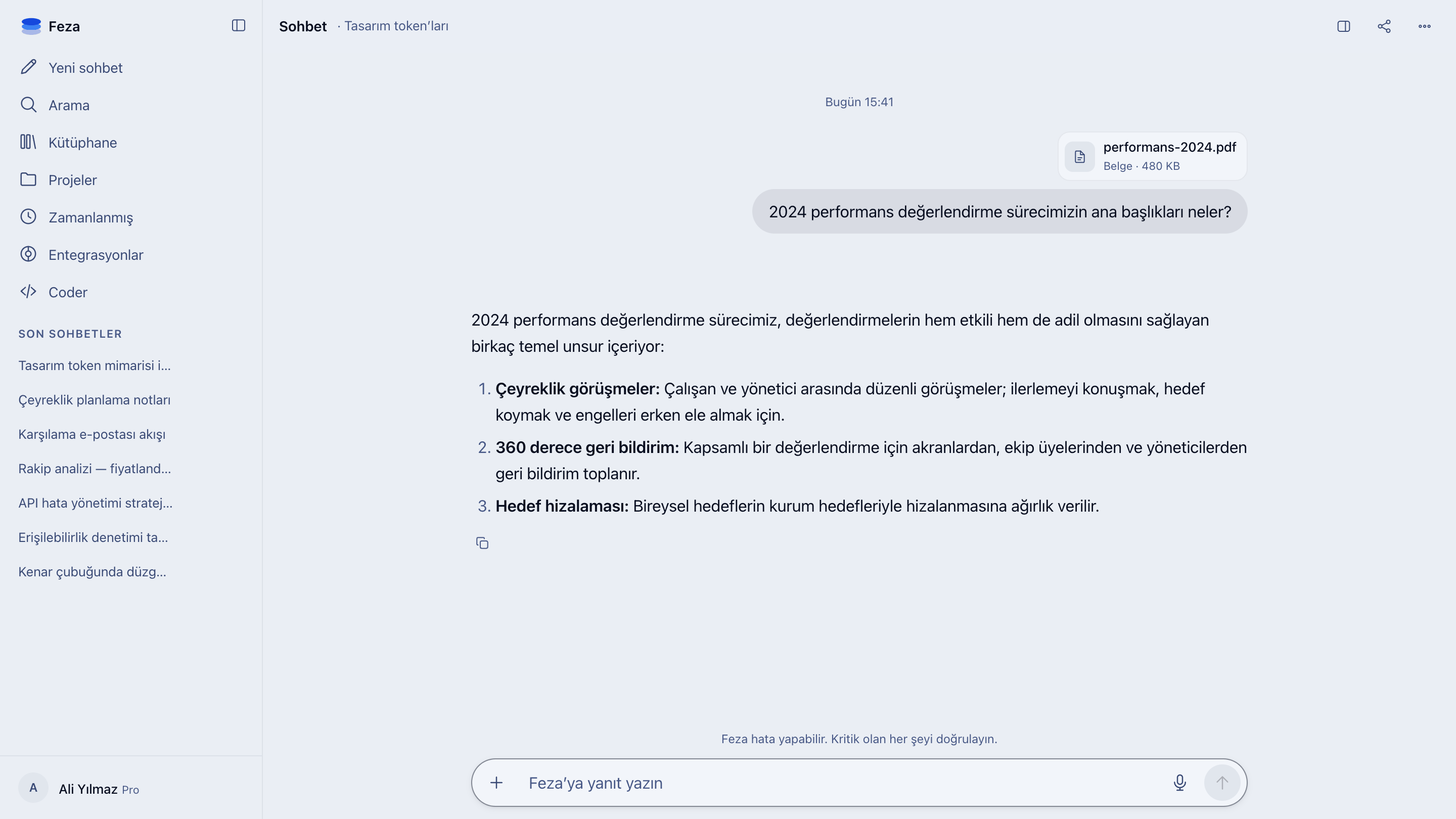 Feza'da politika sorusu: ekli PDF'ten performans süreci maddeleri