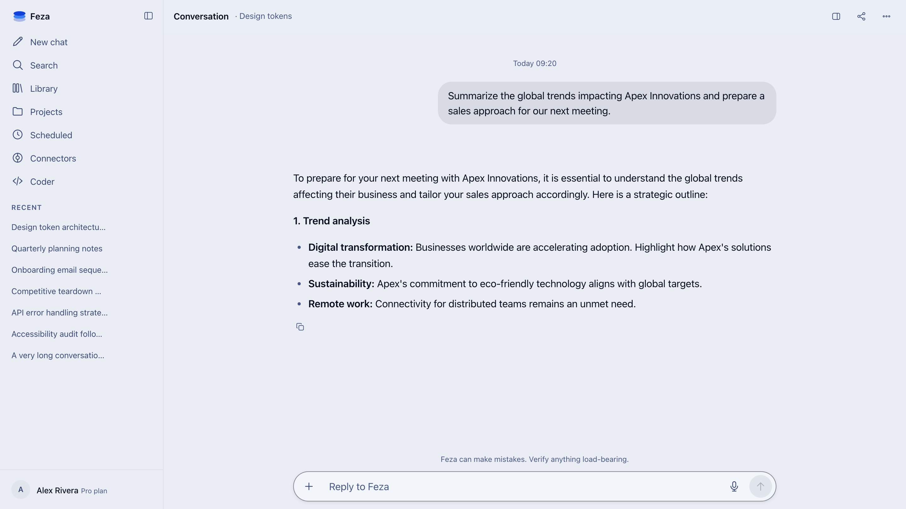 Sales preparation in Feza: a pre-meeting trend analysis and the approach it proposes